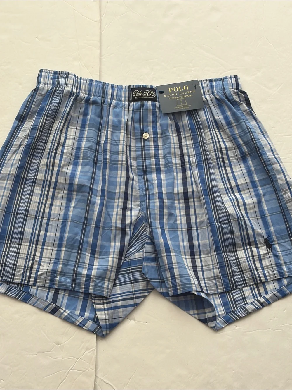 Polo Ralph Lauren Blue Plaid Boxer Shorts Underwear Men’s Sz M NWT